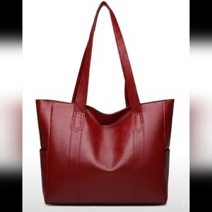 Elegant Red Leather Tote Bag
